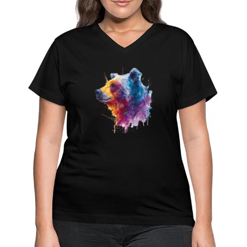 Watercolor Bear Portrait - Women's V-Neck T-Shirt