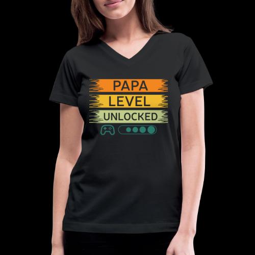 Papa Level Unlocked! - Women's V-Neck T-Shirt