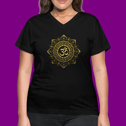 OM - Gold Mandala - Women's V-Neck T-Shirt