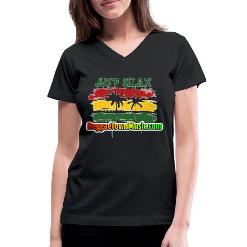 Just relax reggae rasta tropical sunset - T-shirt avec encolure en V pour femmes