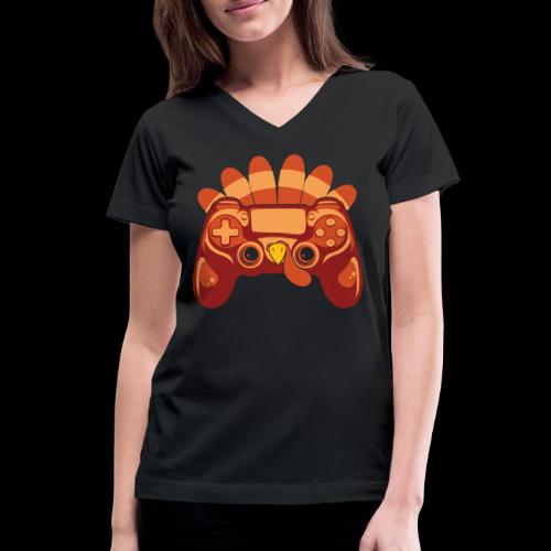 Gamer Turkey Thanksgiving - Women's V-Neck T-Shirt