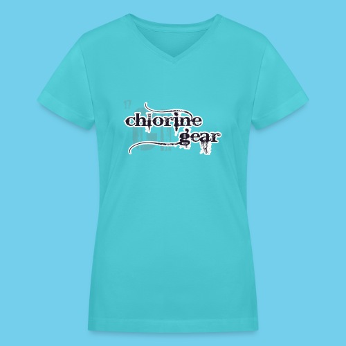 Chlorine Gear Textual stacked Periodic backdrop - Women's V-Neck T-Shirt