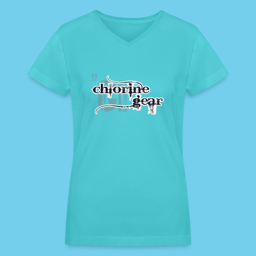 Chlorine Gear Textual B W - Women's V-Neck T-Shirt