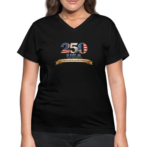 250 USA Liberty Banner - Women's V-Neck T-Shirt