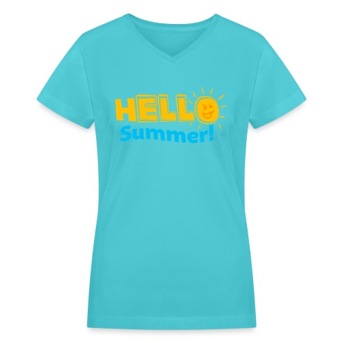 Kreative In Kinder Hello Summer! - Women's V-Neck T-Shirt