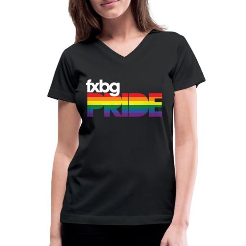 FXBG PRIDE Logo - WHITE - Women's V-Neck T-Shirt