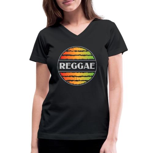 Reggae celebration vibrant rasta music design - Women's V-Neck T-Shirt