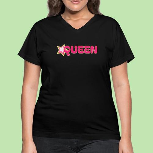 queen high resolution logo transparent 1 - Women's V-Neck T-Shirt