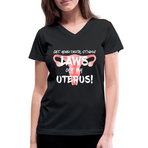 uterus on dark - Women's V-Neck T-Shirt