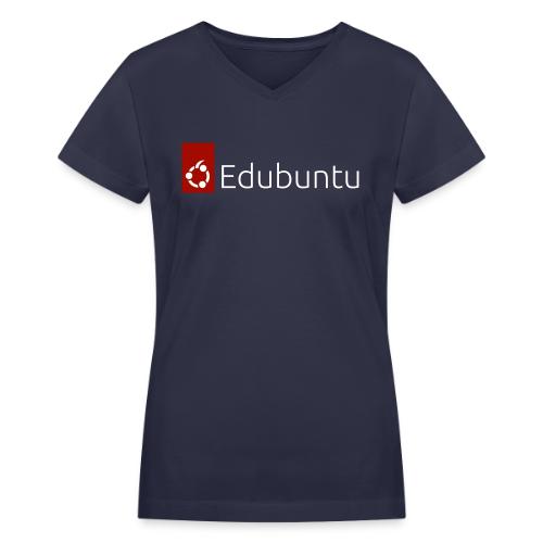 Edubuntu Logo 2023 - White - Women's V-Neck T-Shirt