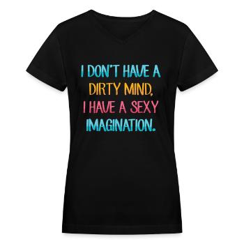 Boyfriend Funny Quotes Dirty Mind Imagination Gift - Women's V-Neck T-Shirt - black - Front - Julia (174cm)