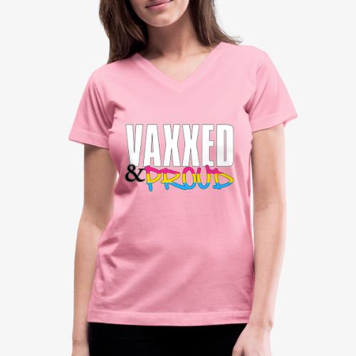 Vaxxed & Proud Pansexual Pride Flag - Women's V-Neck T-Shirt