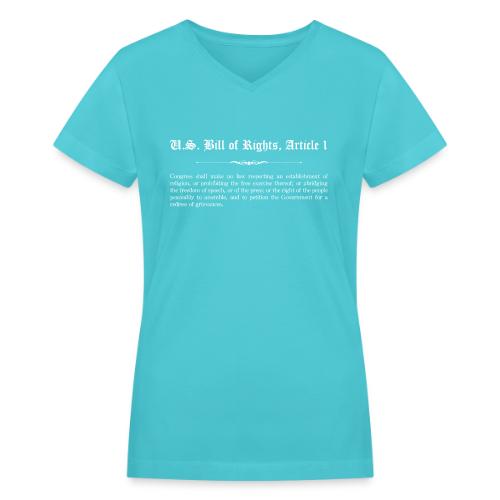 U.S. Bill of Rights - Article 1 - Women's V-Neck T-Shirt