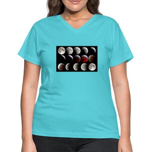 Lunar Eclipse Progression - Women's V-Neck T-Shirt