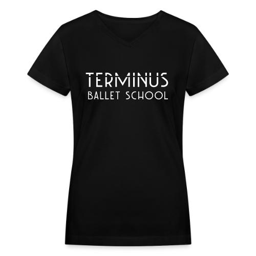 School Logo (white text) - Women's V-Neck T-Shirt