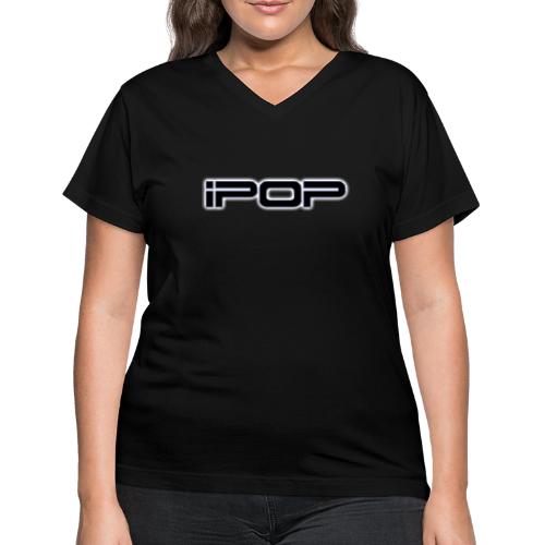 iPop Black Logo - Women's V-Neck T-Shirt