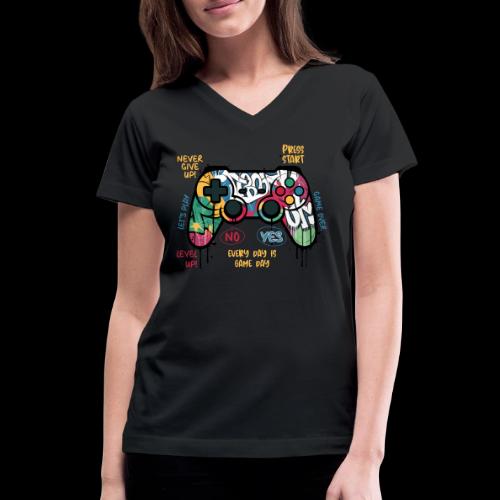 Game Day Graffiti Controller - Women's V-Neck T-Shirt