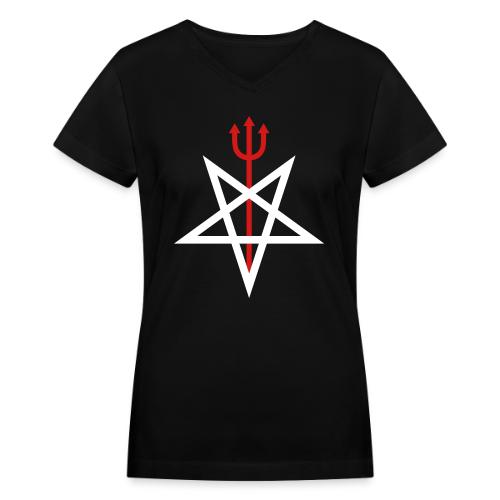 Pitchfork Pentagram - Women's V-Neck T-Shirt