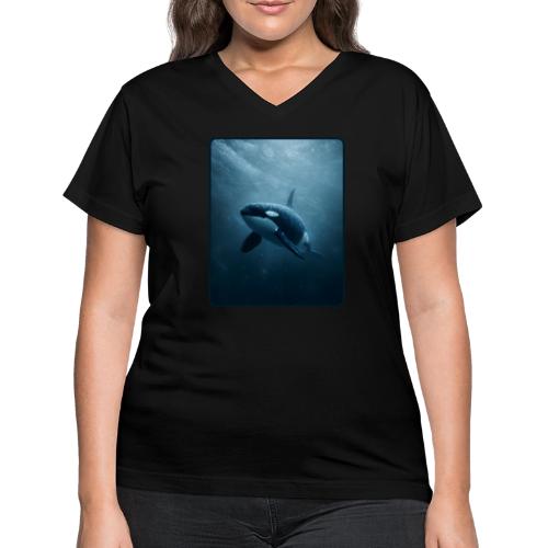 Orca Ocean Wildlife Design - Women's V-Neck T-Shirt
