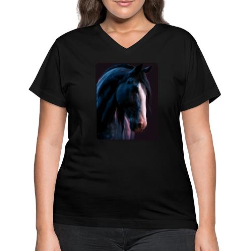 Noble Horse Cinematic Portrait Design - Women's V-Neck T-Shirt