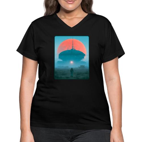 Astronaut Alien Outpost Design - Women's V-Neck T-Shirt