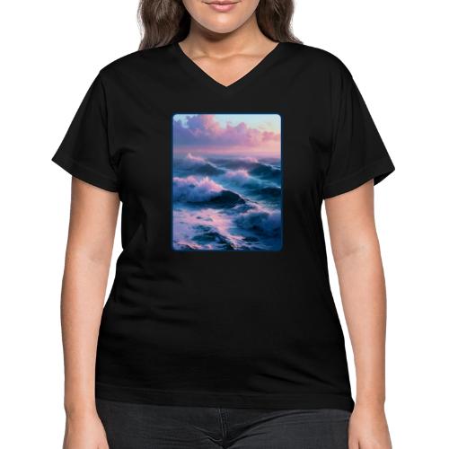 Dreamy Pastel Ocean Sunset Art - Women's V-Neck T-Shirt