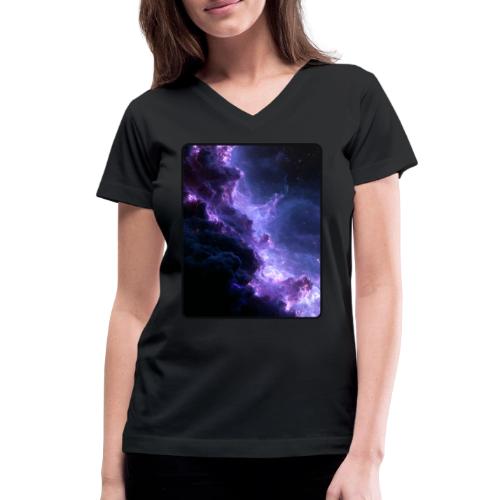 Purple Nebula Space Design - Women's V-Neck T-Shirt