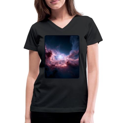 Radiant Cosmic Nebula Artwork - Women's V-Neck T-Shirt