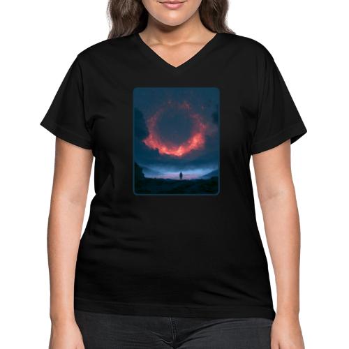 Supernova Reflection Space Scene - Women's V-Neck T-Shirt