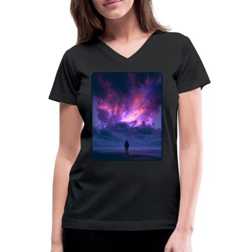 Cosmic Supernova Night Design - Women's V-Neck T-Shirt