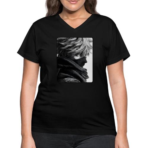 Battle-Worn Ninja Portrait - Women's V-Neck T-Shirt