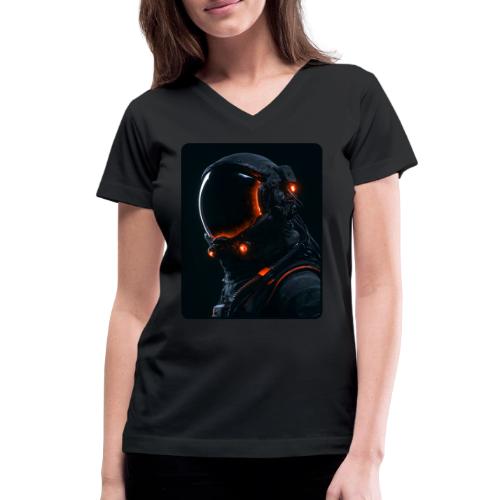 Futuristic Astronaut Helmet - Women's V-Neck T-Shirt