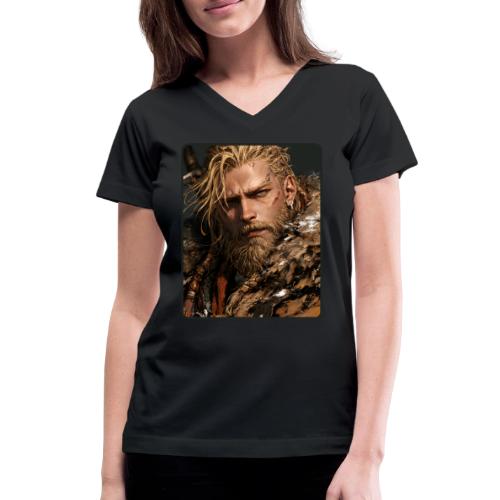 Battle-Scarred Viking Warrior - Women's V-Neck T-Shirt