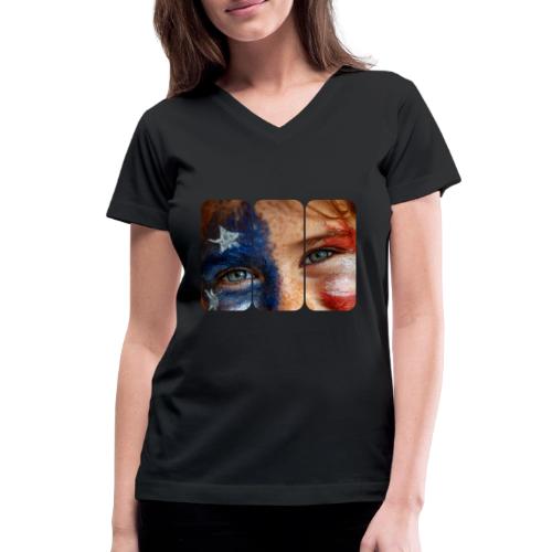 USA: Patriot Gaze - Women's V-Neck T-Shirt