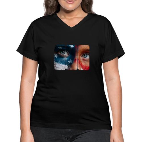 USA: Star-Spangled Glance - Women's V-Neck T-Shirt