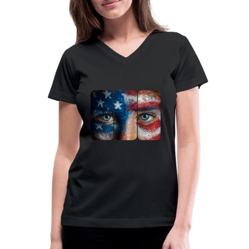USA: Stars in Her Eyes - Women's V-Neck T-Shirt