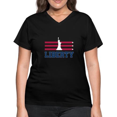 USA: Stars of Liberty - Women's V-Neck T-Shirt
