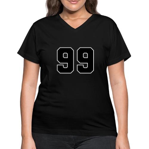 Varsity Number 99 Athletic Font - Women's V-Neck T-Shirt