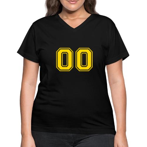 Number 00 in a classic athletic collegiate font - Women's V-Neck T-Shirt
