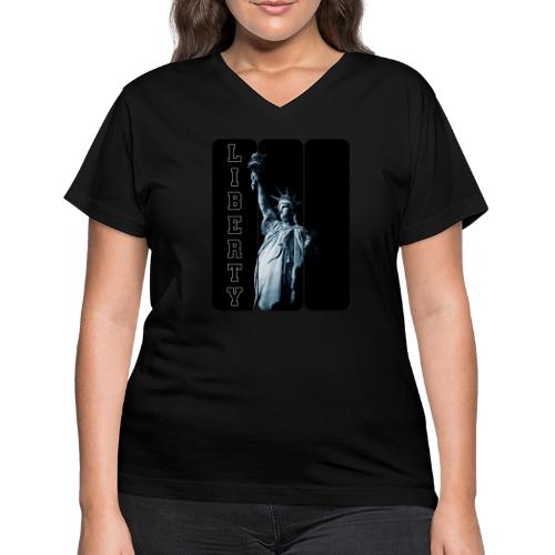 USA: Vertical Liberty - Women's V-Neck T-Shirt