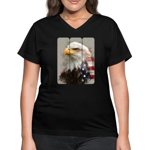USA: Eagle of the Free - Women's V-Neck T-Shirt