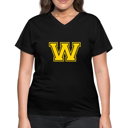 Letter W – Capital Athletic Alphabet Monogram - Women's V-Neck T-Shirt