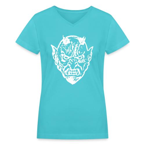 Devil Face 2 - Women's V-Neck T-Shirt