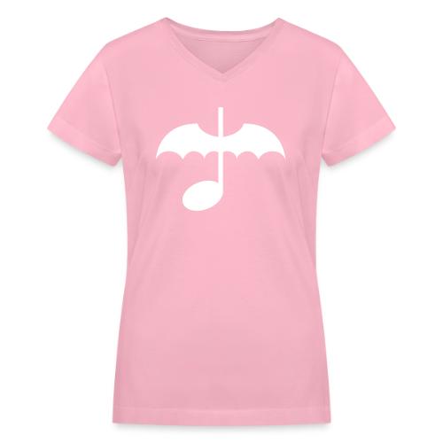 Music Note with Bat Wings - Women's V-Neck T-Shirt