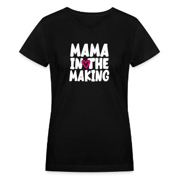 Mama In The Making - Women's V-Neck T-Shirt - black - Front - Julia (174cm)