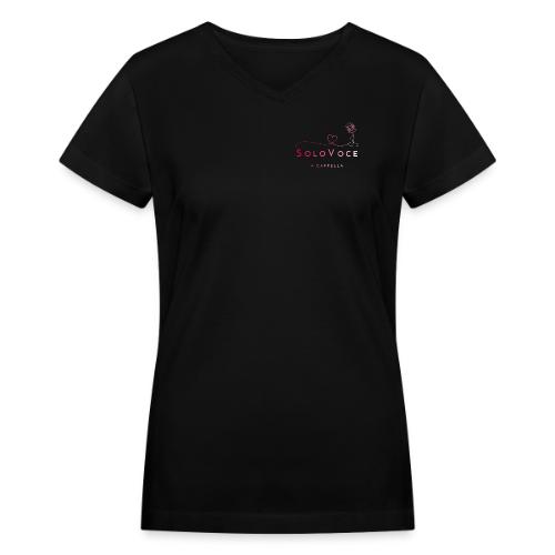Red White Gradient left chest - Women's V-Neck T-Shirt