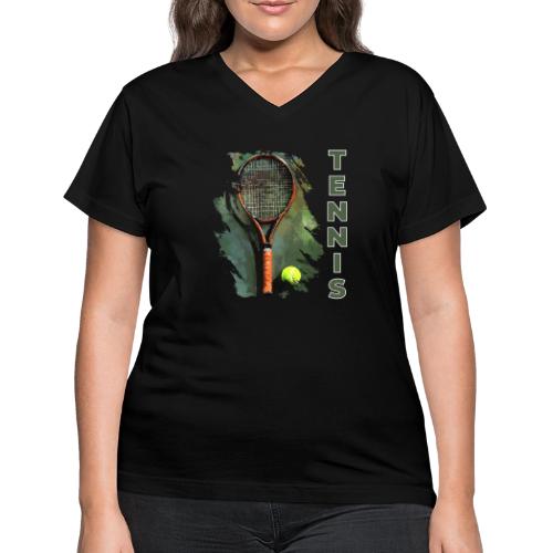 Tennis Precision Strike - Women's V-Neck T-Shirt