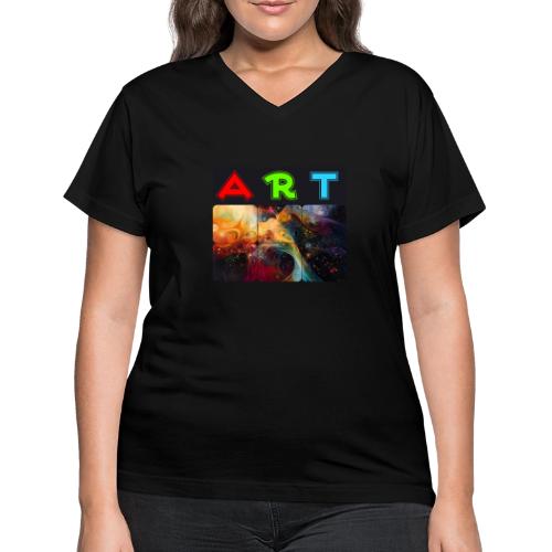 Waves of Art - Women's V-Neck T-Shirt