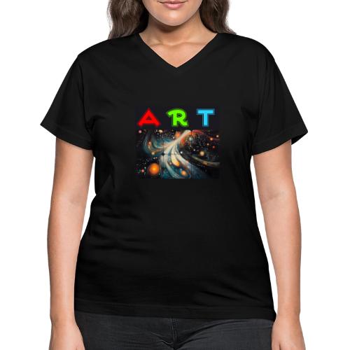 Swirls of Colorful Art - Women's V-Neck T-Shirt