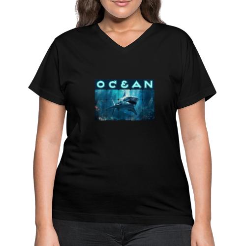 Ocean: Predator's Domain - Women's V-Neck T-Shirt